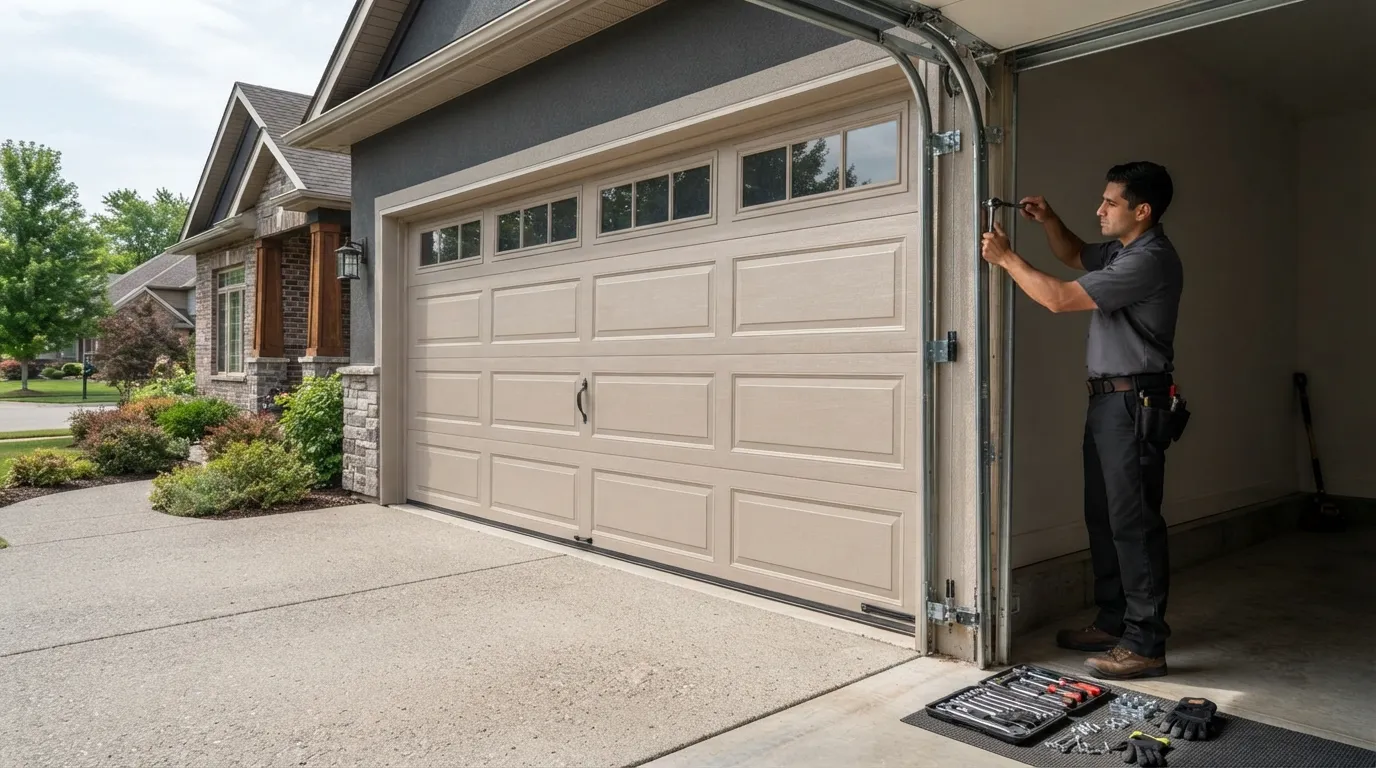 Garage door detail illustrating knowing when repair stops making sense in old bridge
